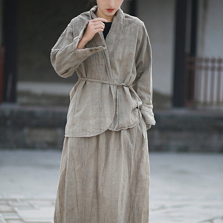 Buddha Stones無地タイダイ 長袖 禅瞑想 オープンフロント ジャケット