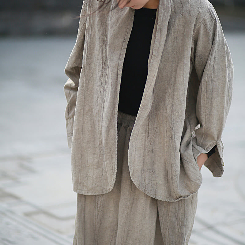 Buddha Stones無地タイダイ 長袖 禅瞑想 オープンフロント ジャケット