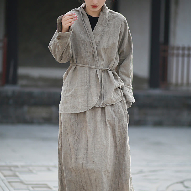 Buddha Stones無地タイダイ 長袖 禅瞑想 オープンフロント ジャケット