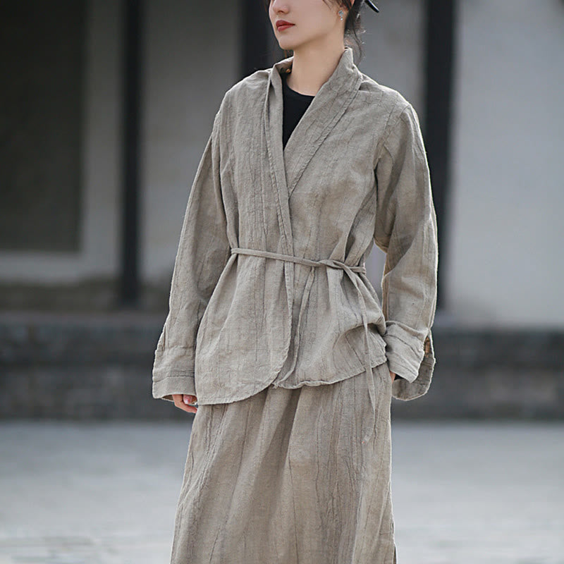 Buddha Stones無地タイダイ 長袖 禅瞑想 オープンフロント ジャケット