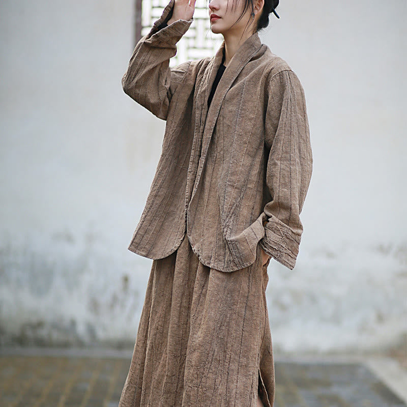 Buddha Stones無地タイダイ 長袖 禅瞑想 オープンフロント ジャケット