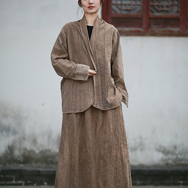 Buddha Stones無地タイダイ 長袖 禅瞑想 オープンフロント ジャケット