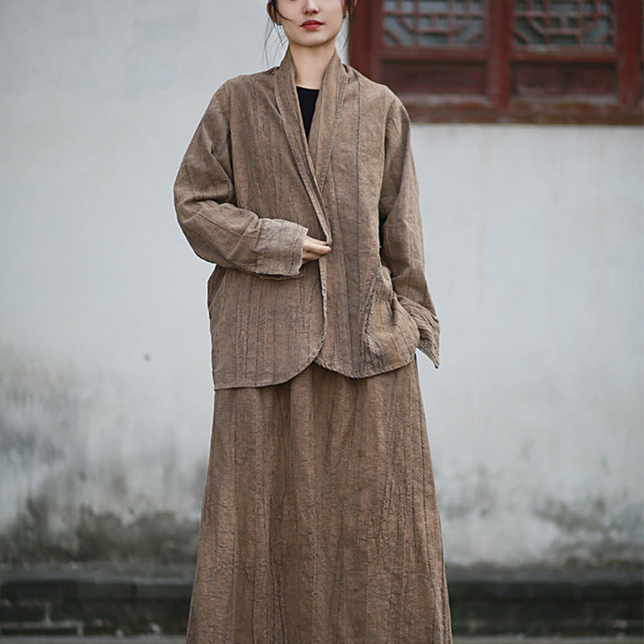 Buddha Stones無地タイダイ 長袖 禅瞑想 オープンフロント ジャケット