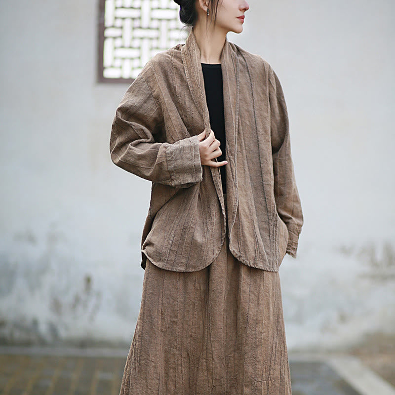 Buddha Stones無地タイダイ 長袖 禅瞑想 オープンフロント ジャケット