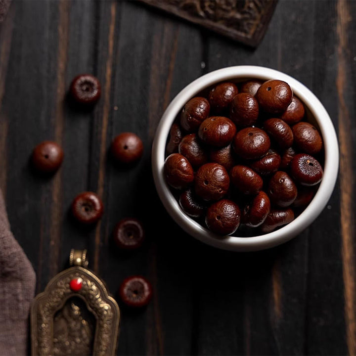 Buddha Stones天然チベット 108 個入りMalaビーズ 紫菩提樹 和田翡翠 銅製 ドルジェ 平和ブレスレット