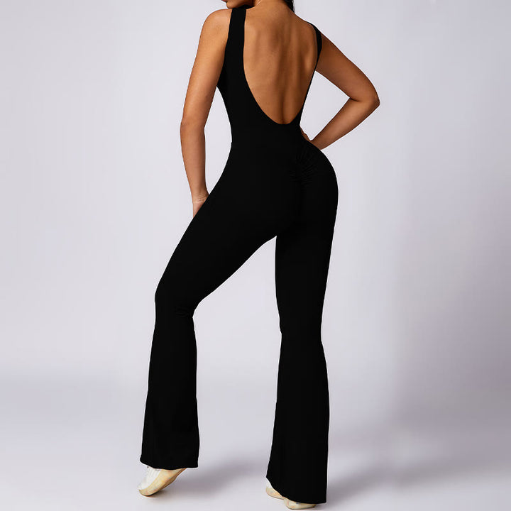 Buddha Stonesレディース カジュアル ノースリーブ ジャンプスーツ フレアパンツ スポーツ フィットネス ヨガ ボディスーツ - image 10