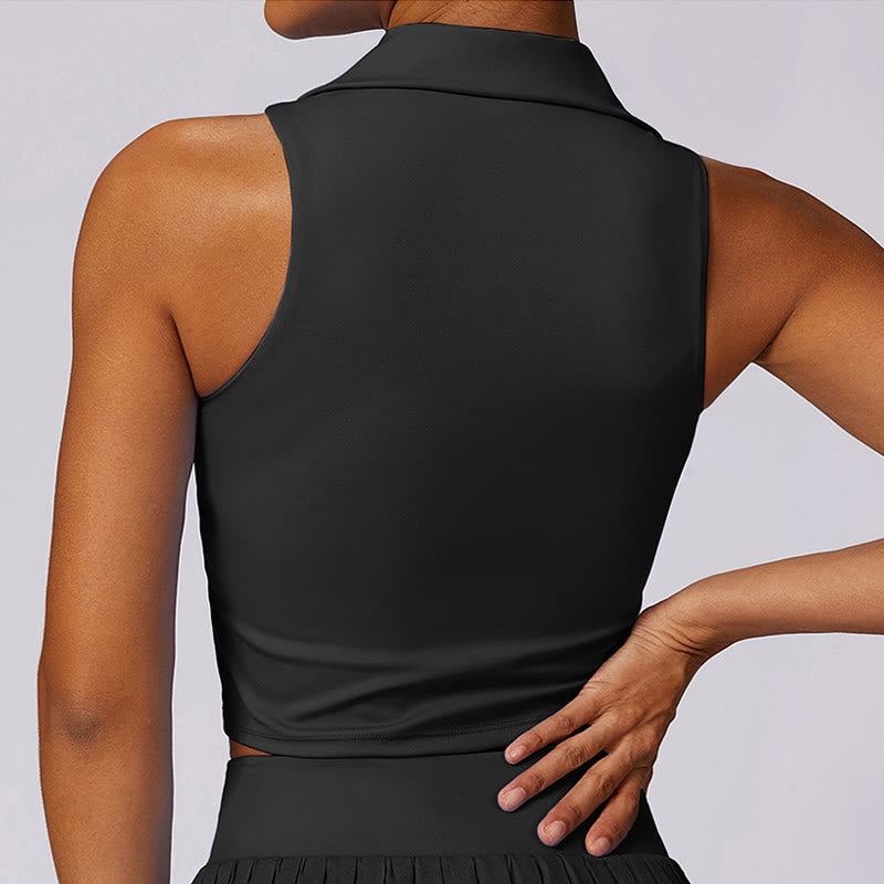 Buddha Stonesポロカラー クロップタンクトップ テニススカート プリーツショーツ ポケット付き スポーツ ヨガウェア - image 15