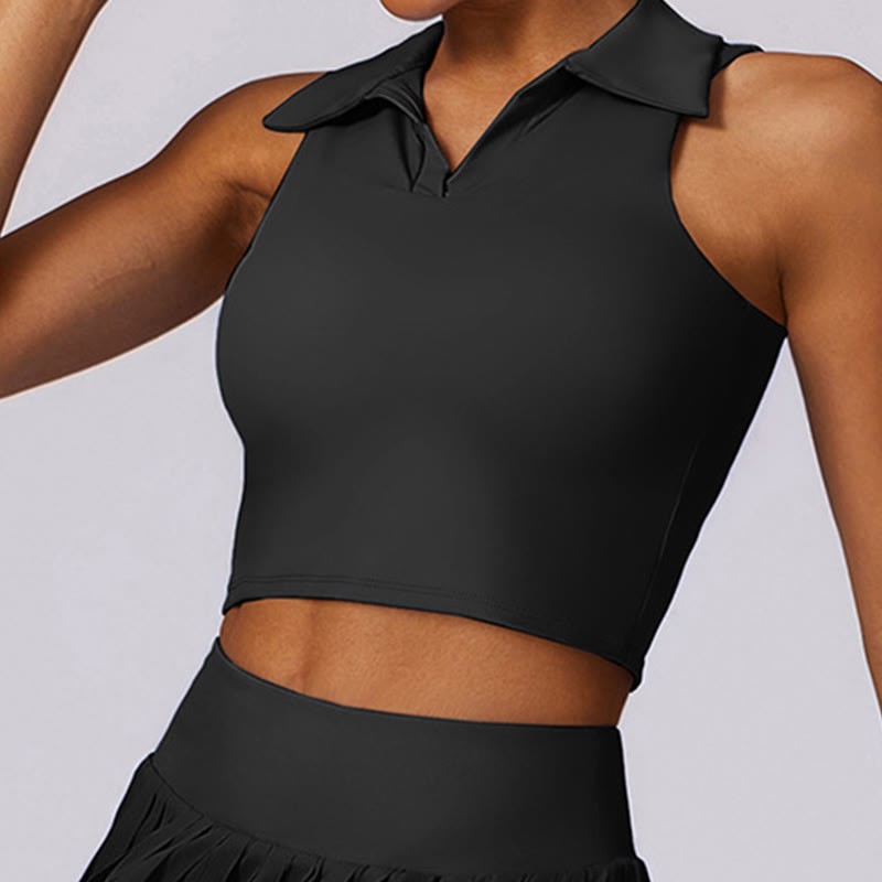 Buddha Stonesポロカラー クロップタンクトップ テニススカート プリーツショーツ ポケット付き スポーツ ヨガウェア - image 16