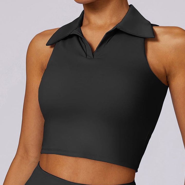 Buddha Stonesポロカラー クロップタンクトップ テニススカート プリーツショーツ ポケット付き スポーツ ヨガウェア - 黒 - トップ - US8-10、 UK/AU12-14、 EU40-42 (XL) - image 13