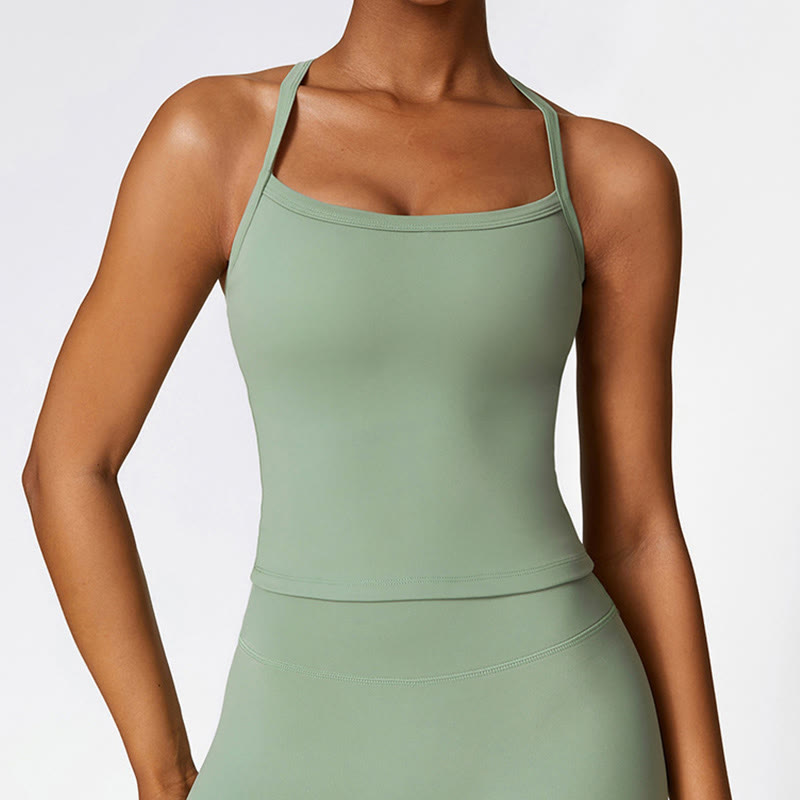 Buddha Stones無地 クロップ タンクトップ ハイウエスト ショーツ スポーツ フィットネス ジム ヨガ ウェア - image 55