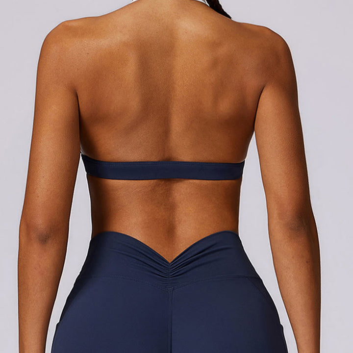 Buddha Stones無地 ホルターネック ブラ 長袖 クロップ タンクトップ パンツ スポーツ フィットネス ジム ヨガ 衣装