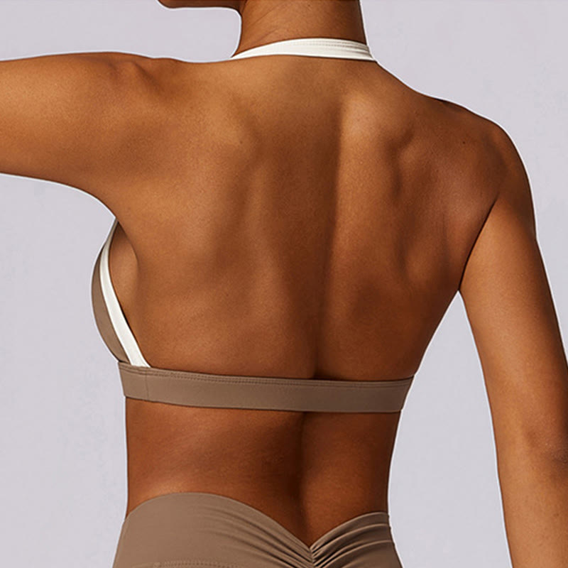 Buddha Stones無地 ホルターネック ブラ 長袖 クロップ タンクトップ パンツ スポーツ フィットネス ジム ヨガ 衣装