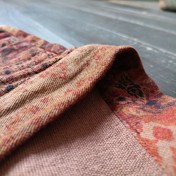 Buddha Stonesオレンジフラワージオメトリックプリントコットンオープンフロントジャケット(ポケット付き) - image 9