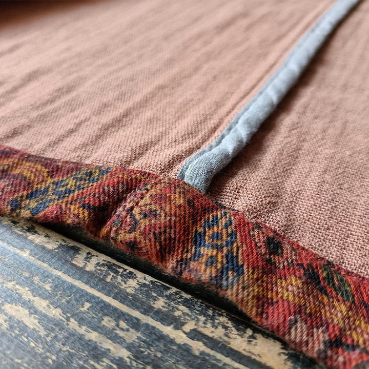 Buddha Stonesオレンジフラワージオメトリックプリントコットンオープンフロントジャケット(ポケット付き) - image 12