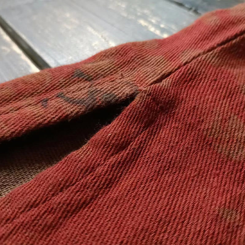 Buddha Stonesオレンジ牡丹花コットンリネンフロッグボタンオープンフロントジャケット ポケット付き - image 10