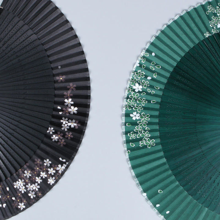 Buddha Stones桜 さくら 椿 手持ち シルク 竹 扇子 21cm