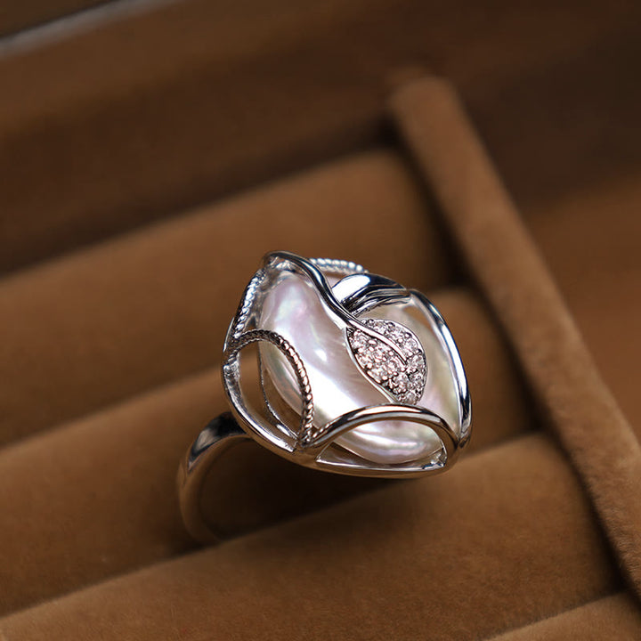 Buddha Stonesパール銅メッキゴールドフラワー幸福富リング