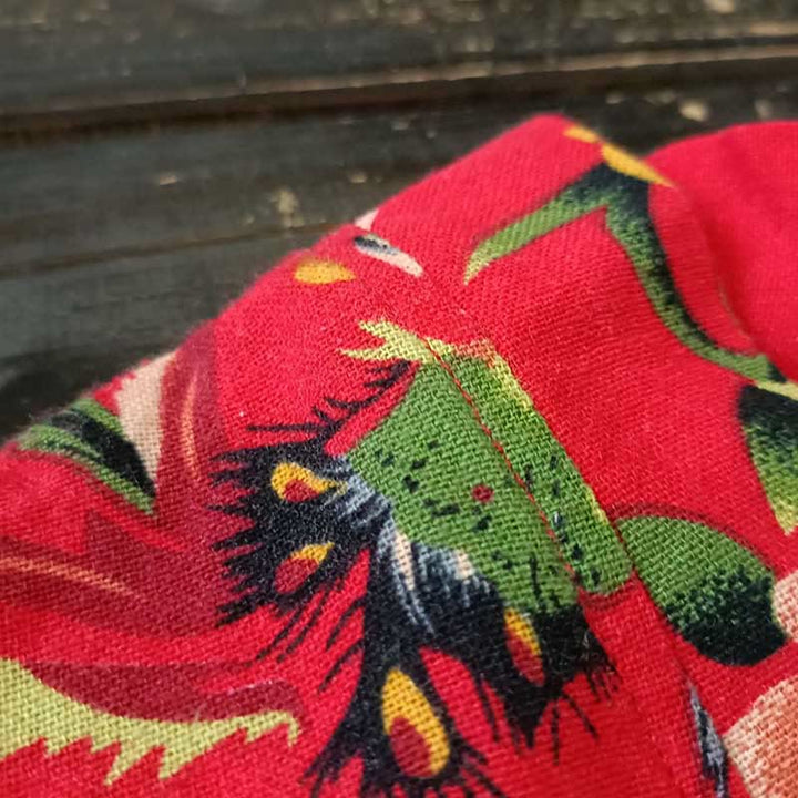 Buddha Stonesエスニックスタイル北東部レッドフラワー牡丹プリントコットンリネンレースアップジャケット