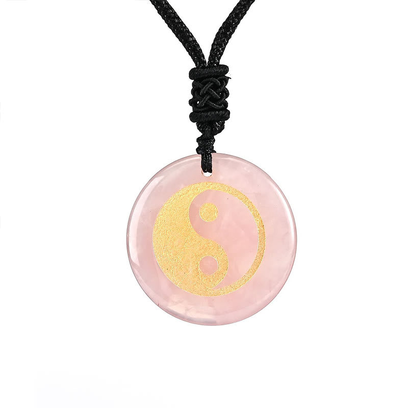 Buddha Stones各種クリスタルアメジストタイガーアイグリーンアベンチュリン陰陽スピリチュアルネックレスペンダント