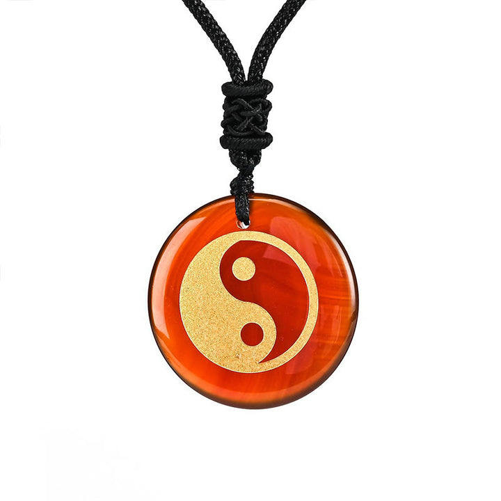 Buddha Stones各種クリスタルアメジストタイガーアイグリーンアベンチュリン陰陽スピリチュアルネックレスペンダント