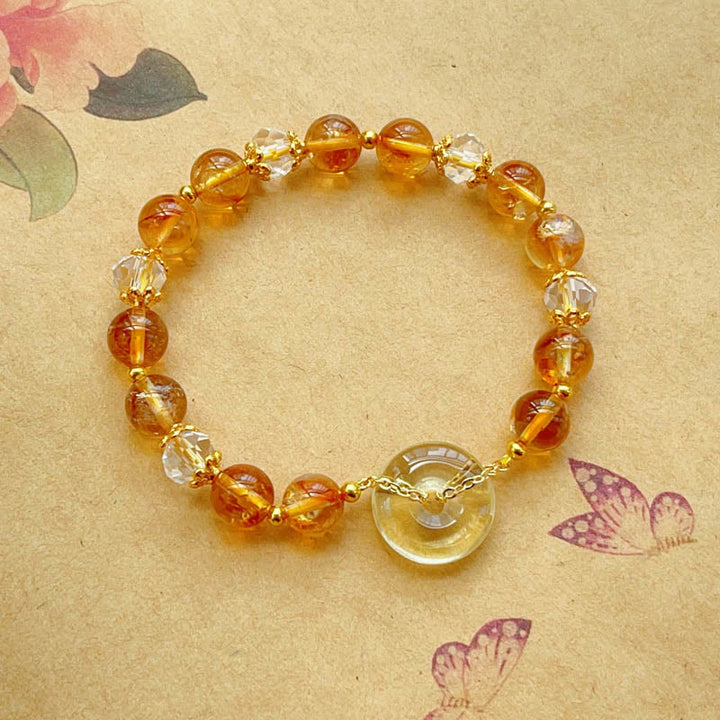 Buddha Stonesの平和バックルシトリンクリスタル繁栄ブレスレット