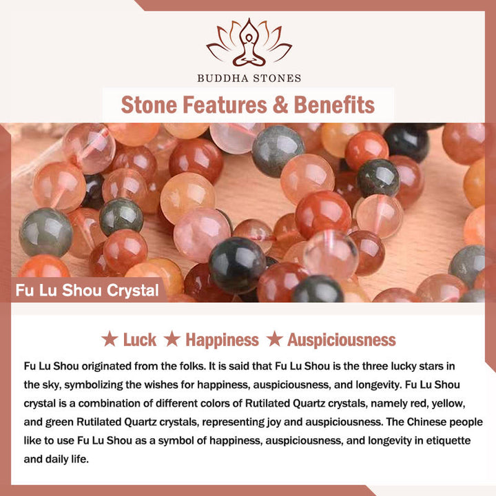 Buddha Stones14K 金メッキ 銅製 福禄寿 クリスタル ピーチムーンストーン 幸福 富 リング