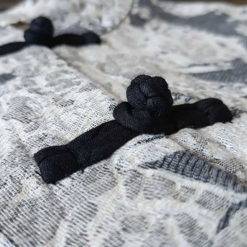 Buddha Stonesブラックグレープリント カエルボタンデザイン 長袖 コットンリネン ジャケット シャツ ポケット付き - image 8