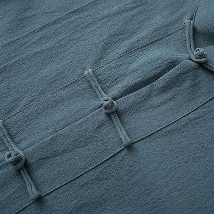 Buddha Stonesカエルボタン 中国唐装 半袖シャツ コットン メンズ ポケット付き - image 5