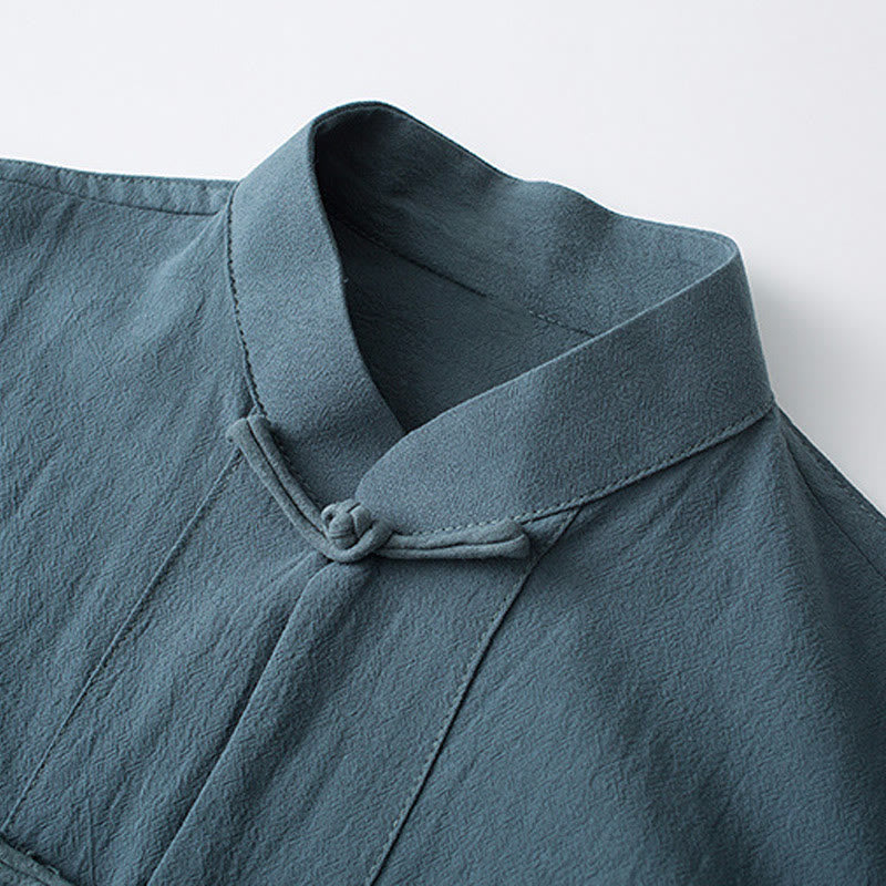 Buddha Stonesカエルボタン 中国唐装 半袖シャツ コットン メンズ ポケット付き - image 4