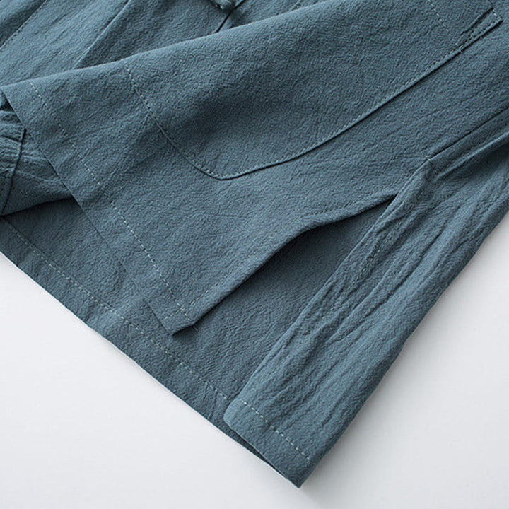 Buddha Stonesカエルボタン 中国唐装 半袖シャツ コットン メンズ ポケット付き - image 9