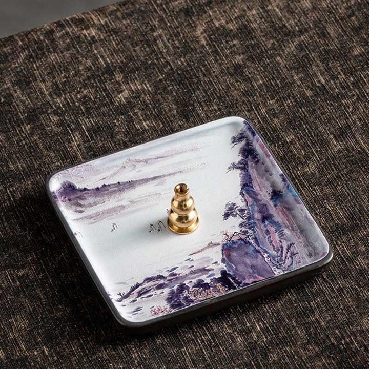 Buddha Stones山 湖 花 葉 癒し 陶器 プレート トレイ スティック 香炉 装飾