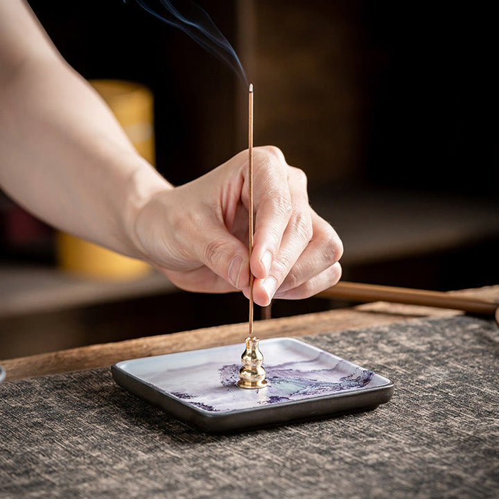 Buddha Stones山 湖 花 葉 癒し 陶器 プレート トレイ スティック 香炉 装飾