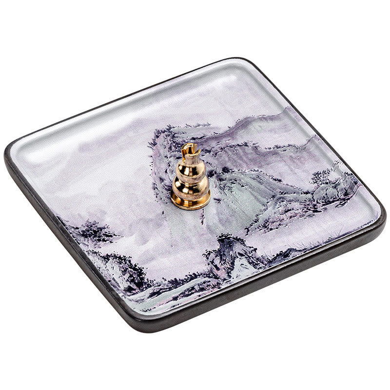 Buddha Stones山 湖 花 葉 癒し 陶器 プレート トレイ スティック 香炉 装飾