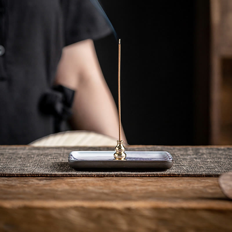 Buddha Stones山 湖 花 葉 癒し 陶器 プレート トレイ スティック 香炉 装飾