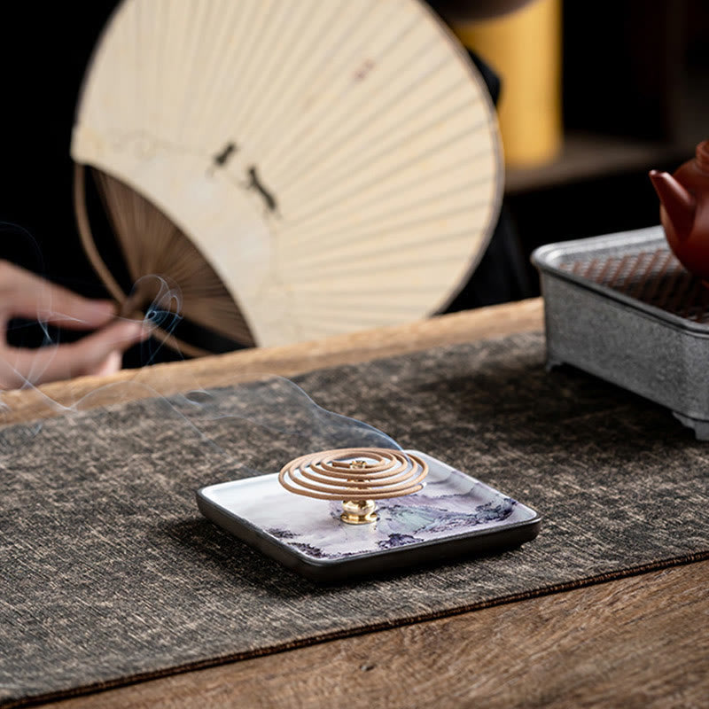 Buddha Stones山 湖 花 葉 癒し 陶器 プレート トレイ スティック 香炉 装飾