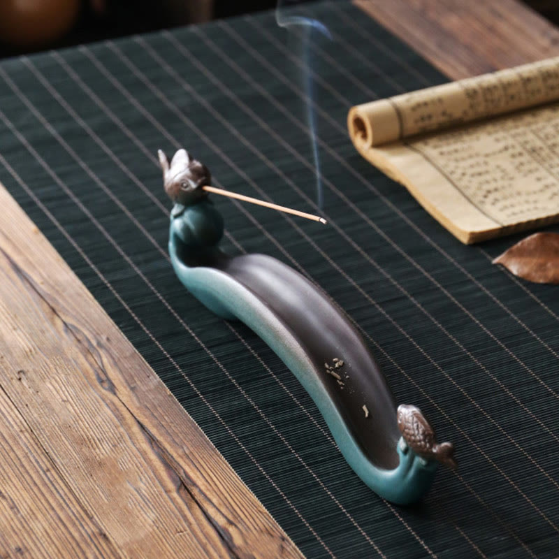 Buddha Stonesダブル鯉山 癒し系 陶器 スティック香炉 装飾