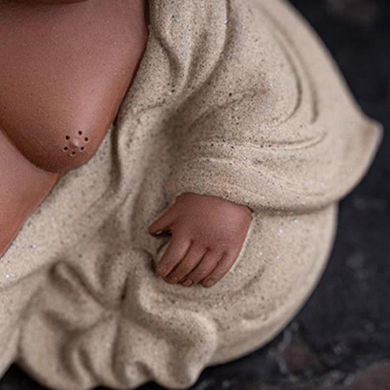 Buddha Stones笑う仏インゴット 富を引き寄せる 紫粘土 弥勒像 装飾