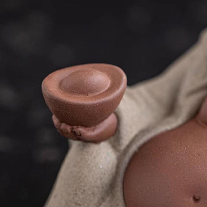 Buddha Stones笑う仏インゴット 富を引き寄せる 紫粘土 弥勒像 装飾