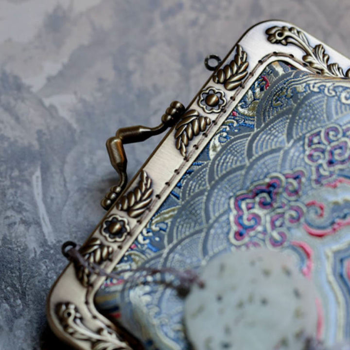 Buddha Stonesの小さな青い海の波メタルチェーンクロスボディバッグショルダーバッグ携帯電話バッグ