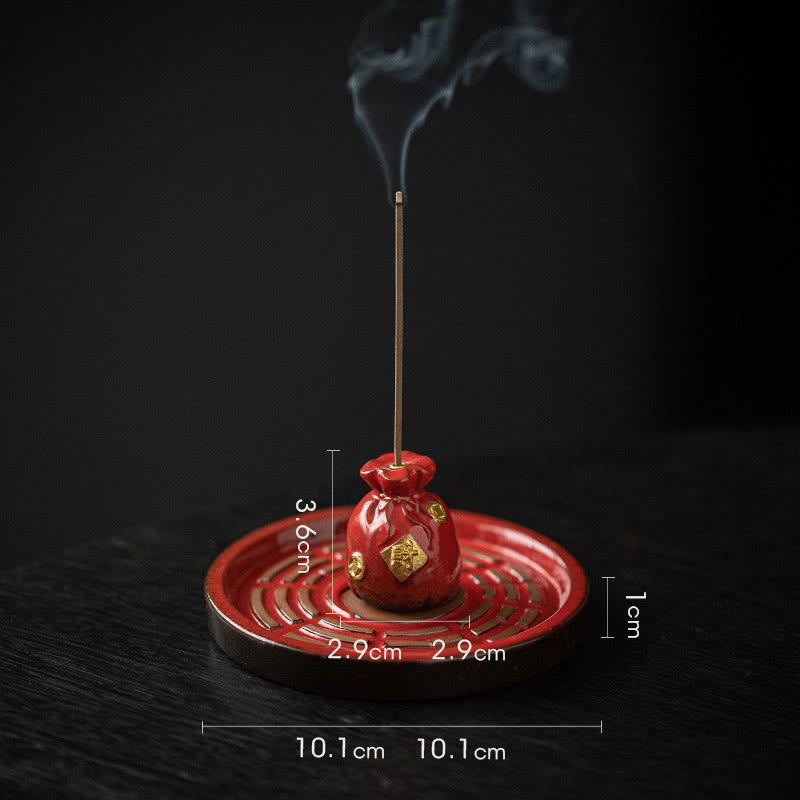 Buddha Stonesの小さな宝鉢、福袋、八卦盆、癒しの陶器スティック香炉装飾