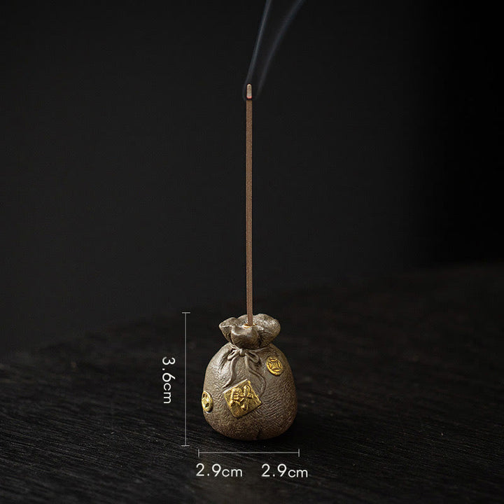 Buddha Stonesの小さな宝鉢、福袋、八卦盆、癒しの陶器スティック香炉装飾