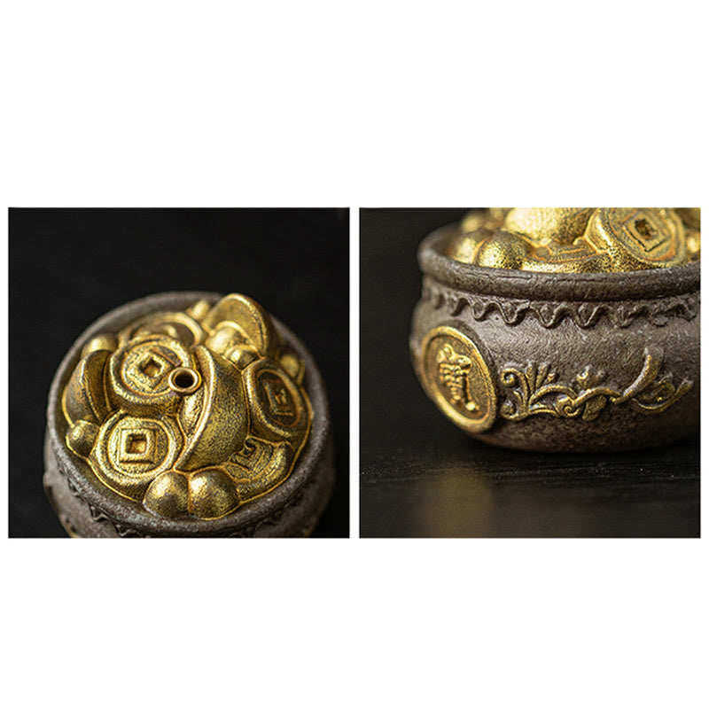 Buddha Stonesの小さな宝鉢、福袋、八卦盆、癒しの陶器スティック香炉装飾