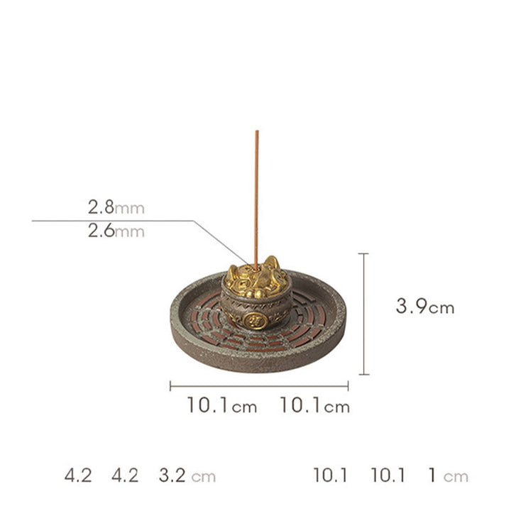 Buddha Stonesの小さな宝鉢、福袋、八卦盆、癒しの陶器スティック香炉装飾