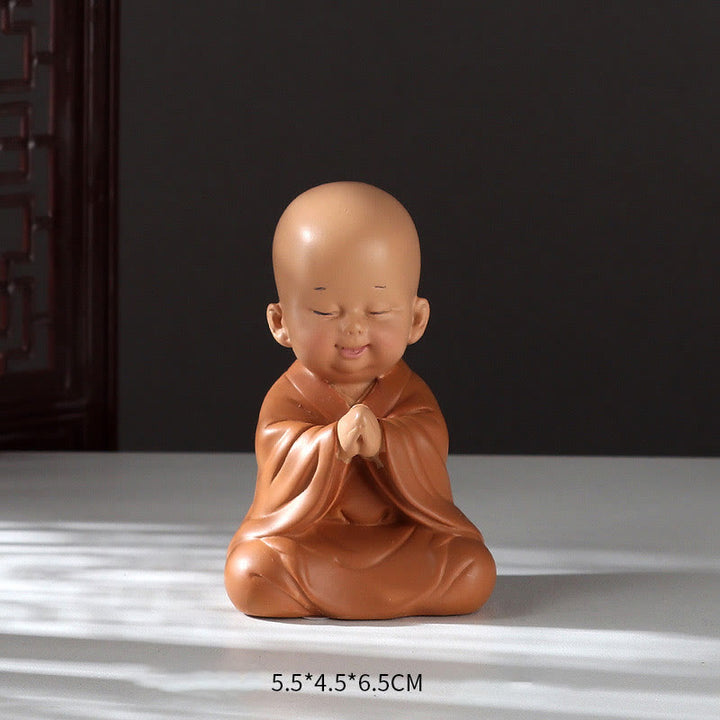 Buddha Stones小さなミニ瞑想 祈る僧侶 静寂 樹脂製 ホームデコレーション