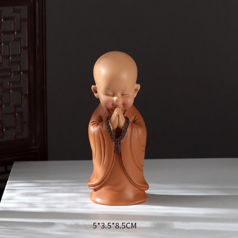 Buddha Stones小さなミニ瞑想 祈る僧侶 静寂 樹脂製 ホームデコレーション