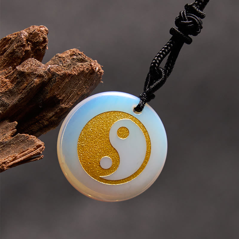 Buddha Stones各種クリスタルアメジストタイガーアイグリーンアベンチュリン陰陽スピリチュアルネックレスペンダント