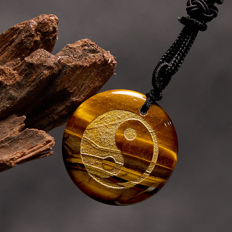 Buddha Stones各種クリスタルアメジストタイガーアイグリーンアベンチュリン陰陽スピリチュアルネックレスペンダント