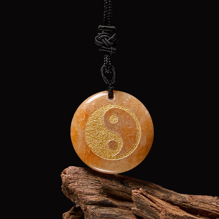 Buddha Stones各種クリスタルアメジストタイガーアイグリーンアベンチュリン陰陽スピリチュアルネックレスペンダント