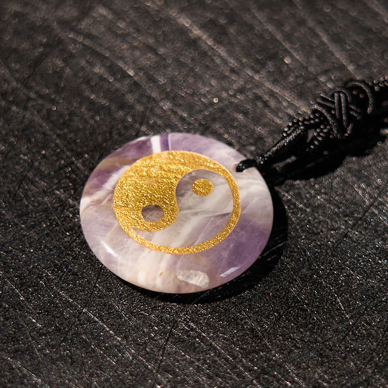 Buddha Stones各種クリスタルアメジストタイガーアイグリーンアベンチュリン陰陽スピリチュアルネックレスペンダント