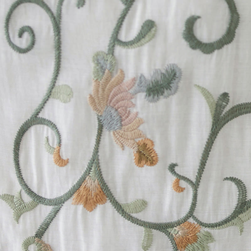 Buddha Stonesフラワー刺繍半袖Tシャツ ワイドレッグパンツ 2点セット